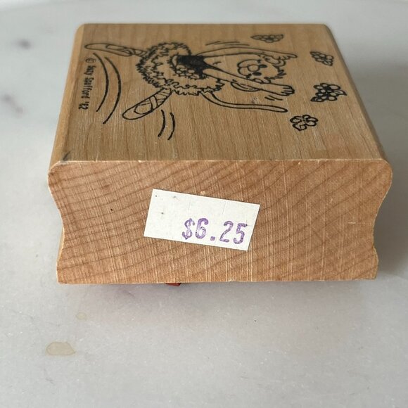 Suzy's Zoo 1982 Ballerina Mouse Stamp Rubber Stampede Vintage Spafford Wood Back - Picture 8 of 8